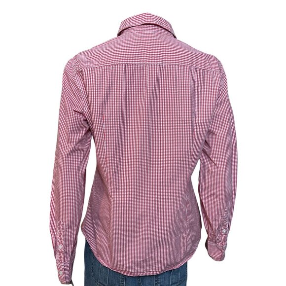 United Colors Of Benetton Plaid Red White Button Down Shirt Size Medium - Picture 3 of 3